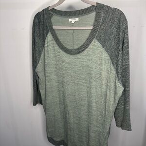 Two Toned Green 3/4 Sleeve Top-Maurices-Size XL